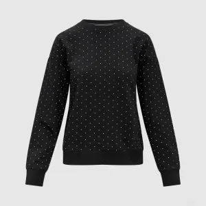 Mercedes Womens Polka Dot Crew Sweatshirt, Black