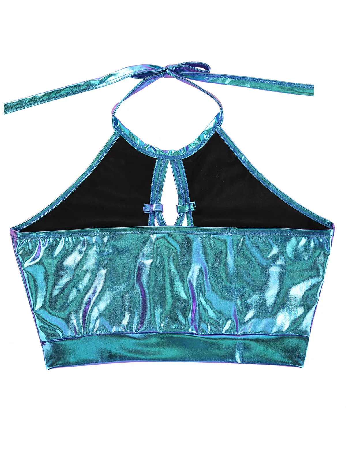 Metallic Lace Up Halter Crop Top