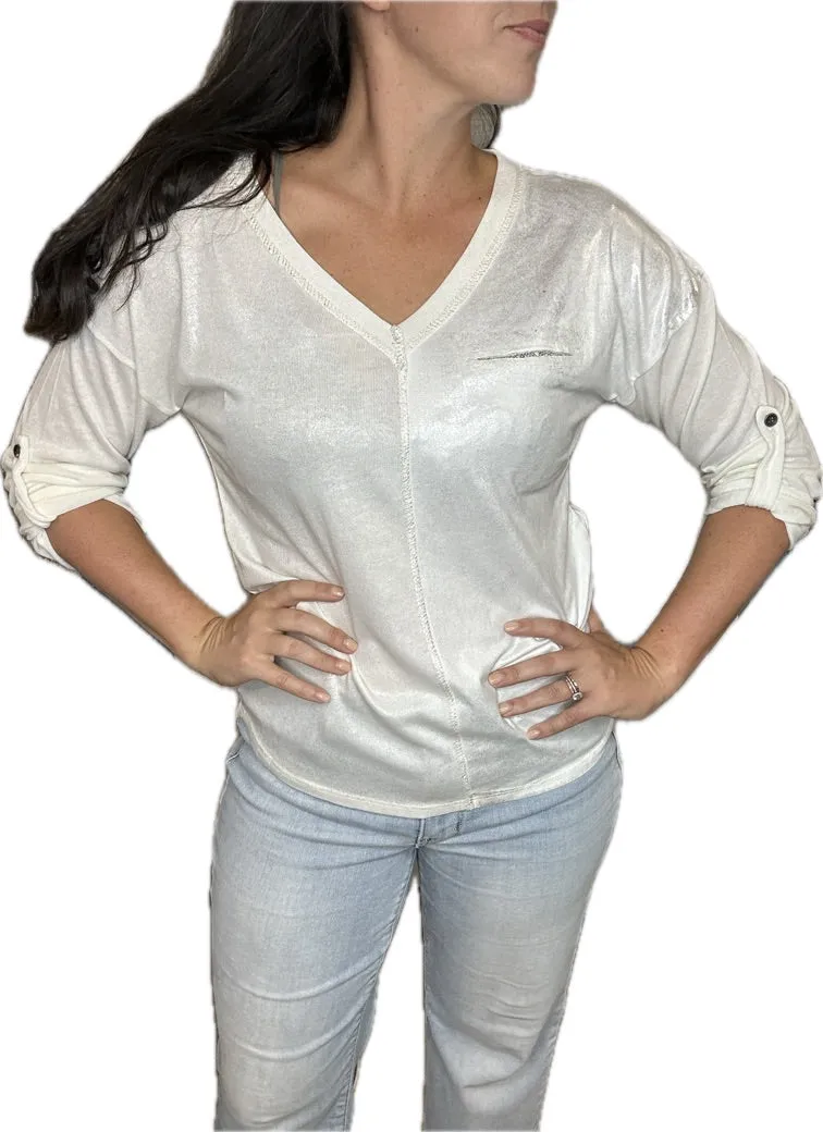 Metallic Long Sleeve Top