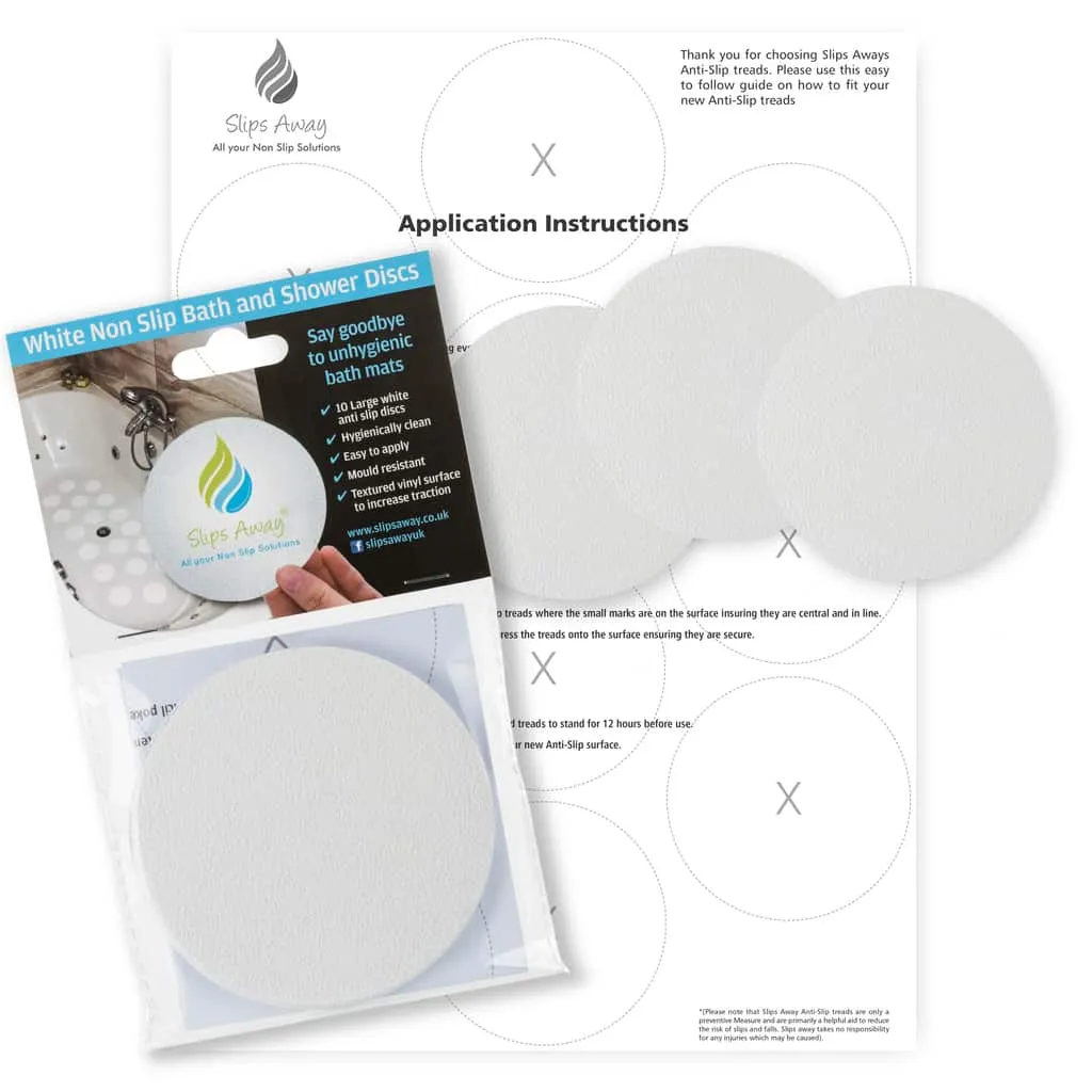 Non Slip Bath & Shower Stickers – 20x Large White Discs