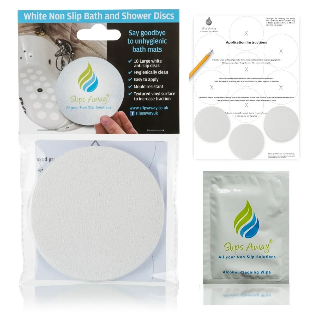 Non Slip Bath & Shower Stickers – 20x Large White Discs