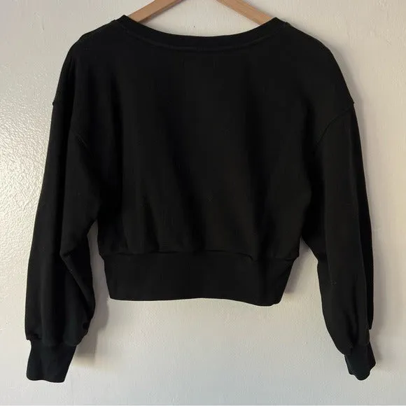 Oak and Fort Crop Wrap V-Neck Pullover Ballerina Sweatshirt
