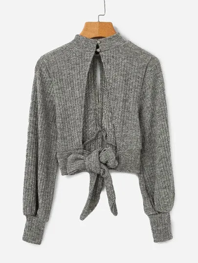 Open Back Crop Sweater