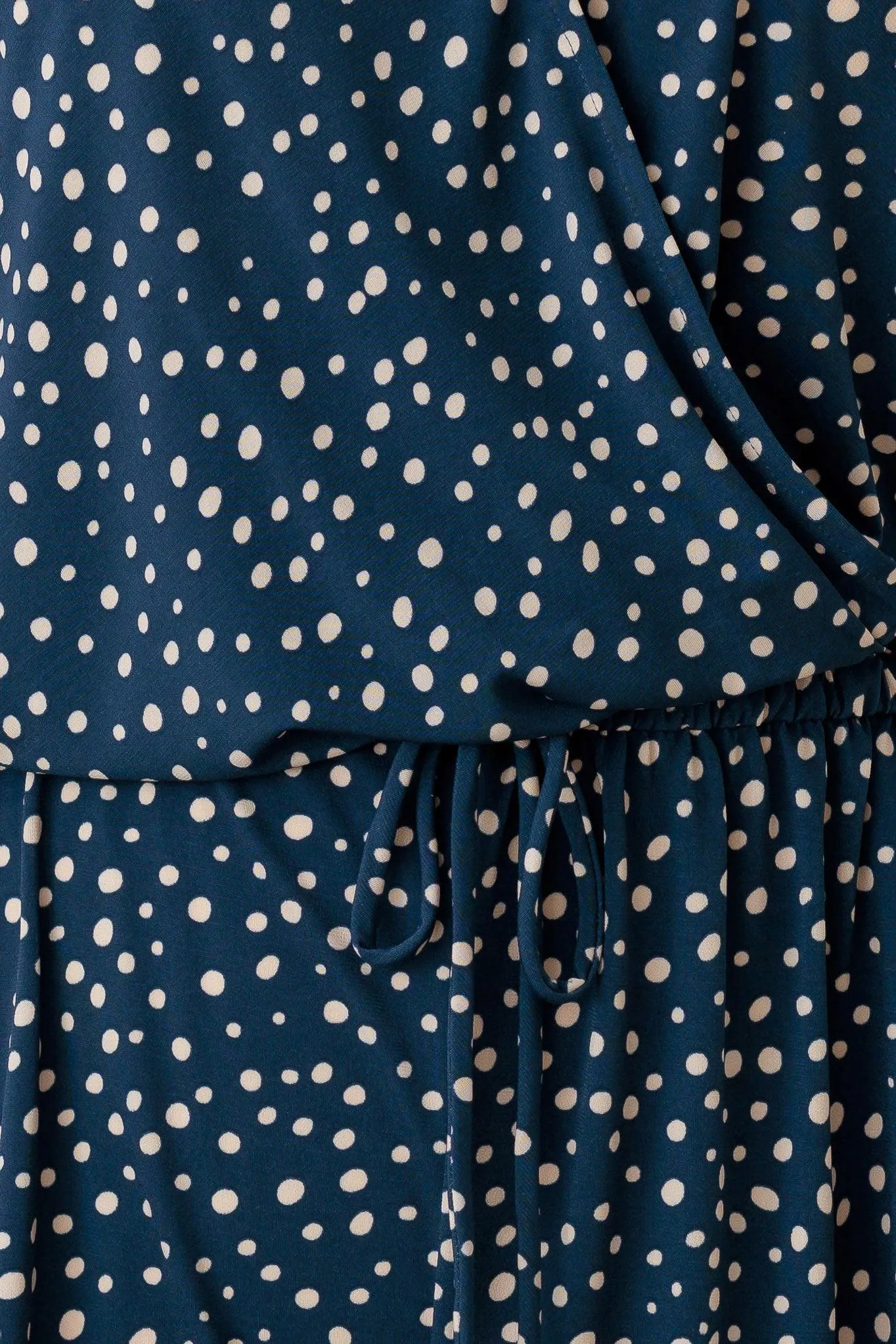 Plus Size Polka Dot Short Sleeve Adjustable Belt Warp Romper