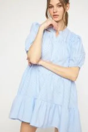 Printed Tiered Babydoll Dress W/Elasticized Cuff