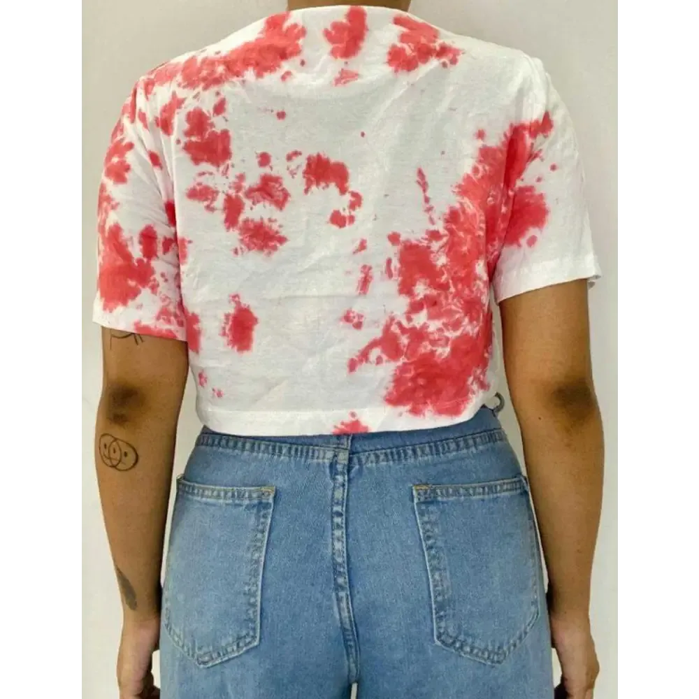 Red Dots Tie Dye Cotton Crop Top