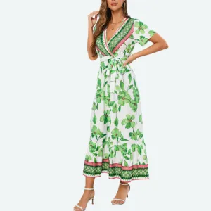 Sage Green Floral Maxi Dress