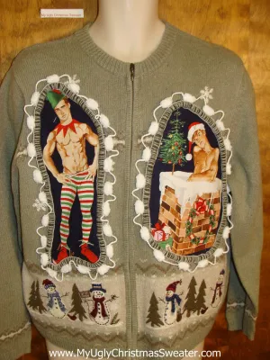 Sage Green Hottie Guy Ugly Christmas Sweater