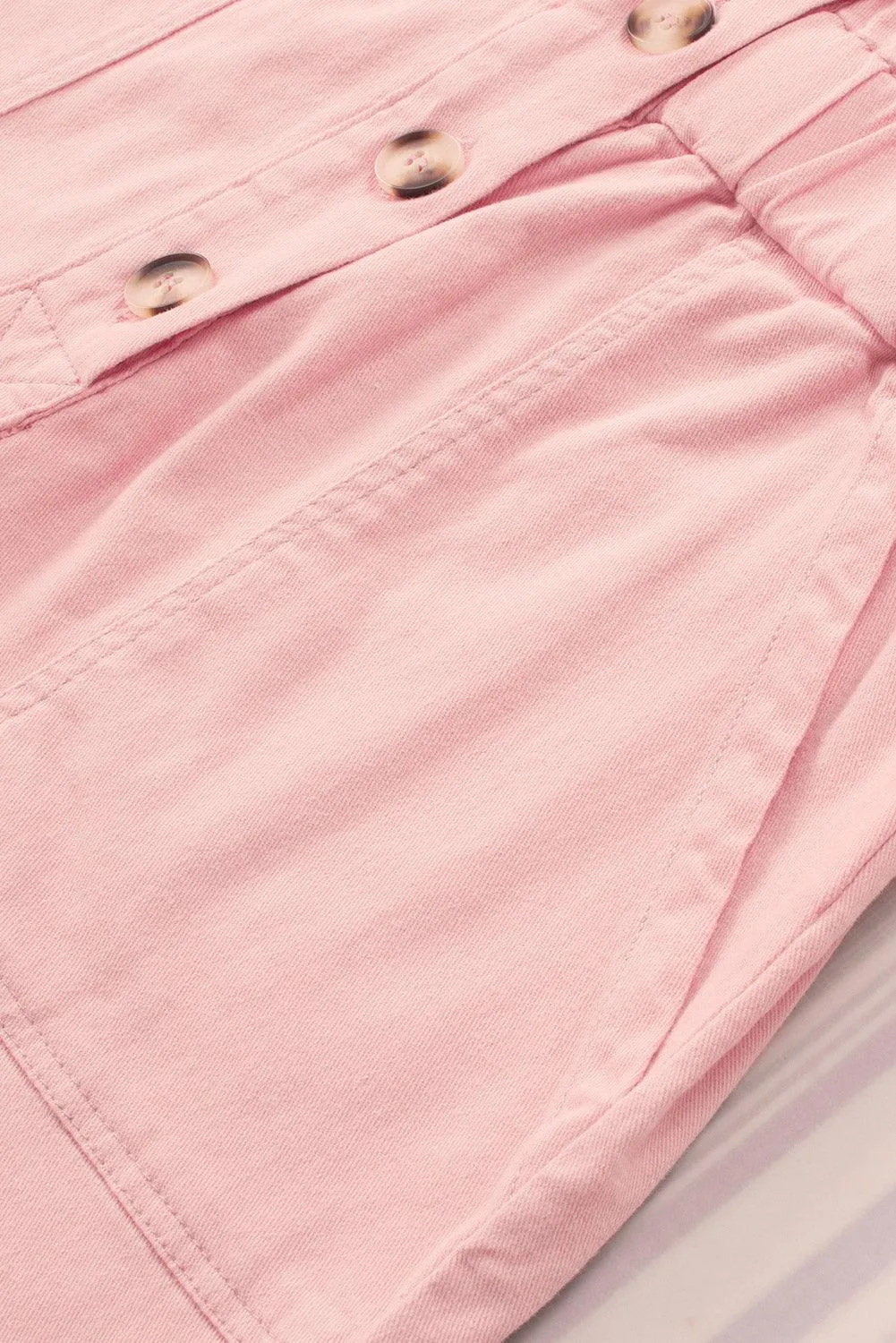 Salmon Denim Button Romper