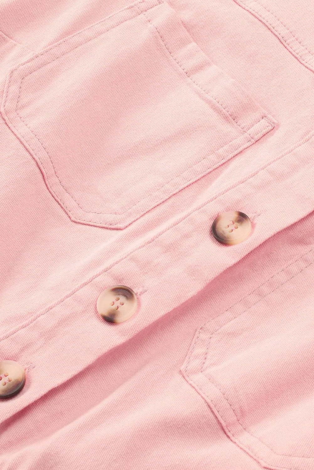 Salmon Denim Button Romper