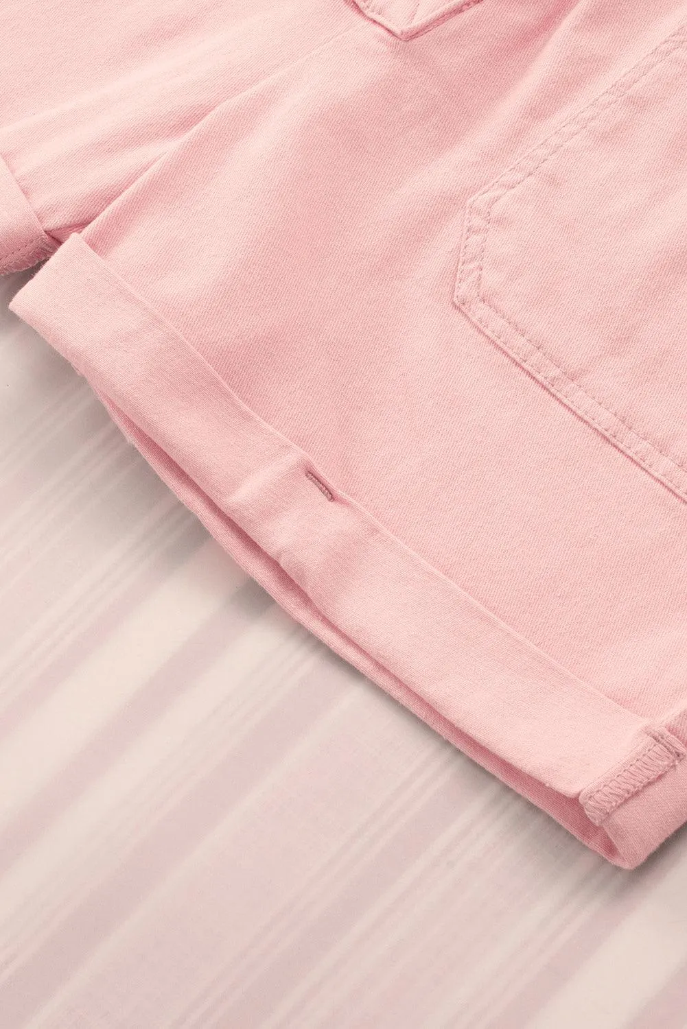 Salmon Denim Button Romper