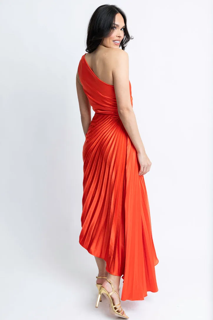 Satin One Shoulder Maxi Dress