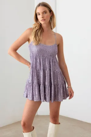 Sequin baby Doll Tiered Mini Dress