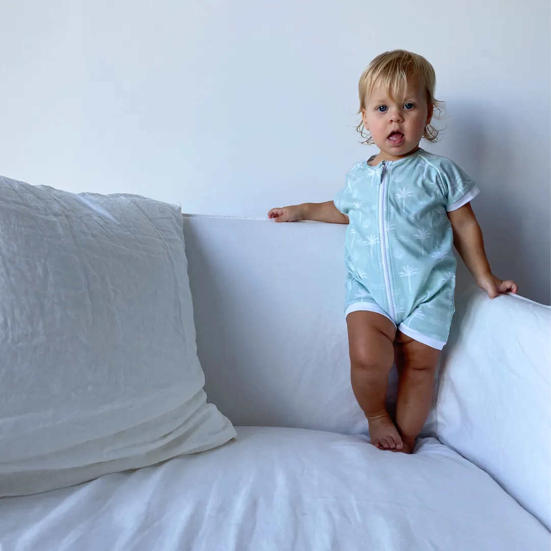Short Romper - Sage Palm