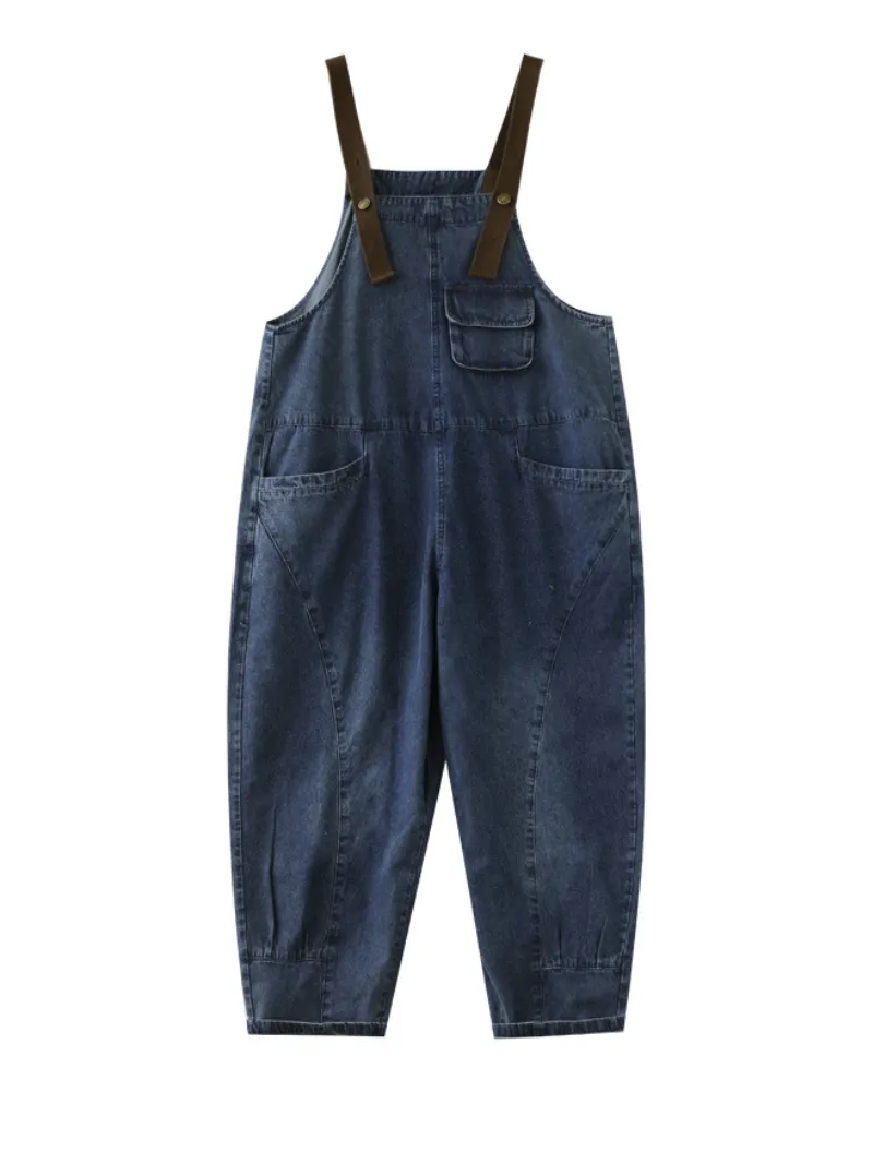 Spring Stylish Denim Casual Loose Western Dungarees Overalls