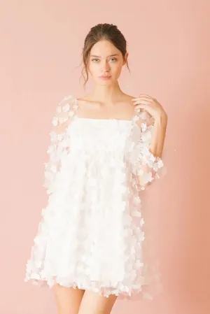 Storia 3-D Daisy Tulle Baby Doll Mini Dress