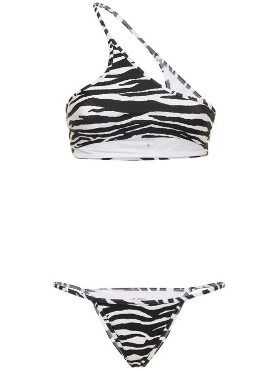 The Attico   Zebra printed one-shoulder bikini 