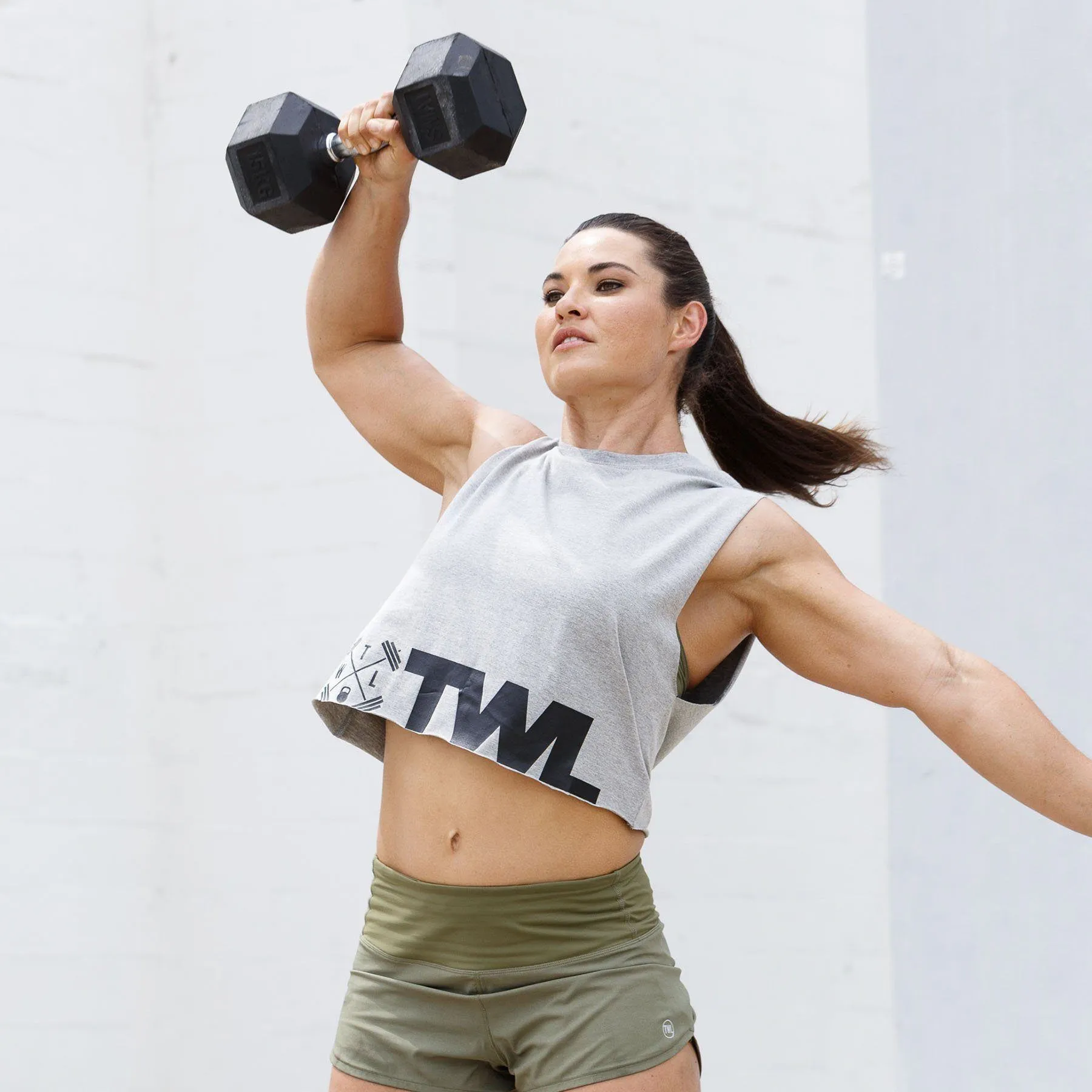 The WOD Life - Women's Classics Slash Crop Tank - Light Grey