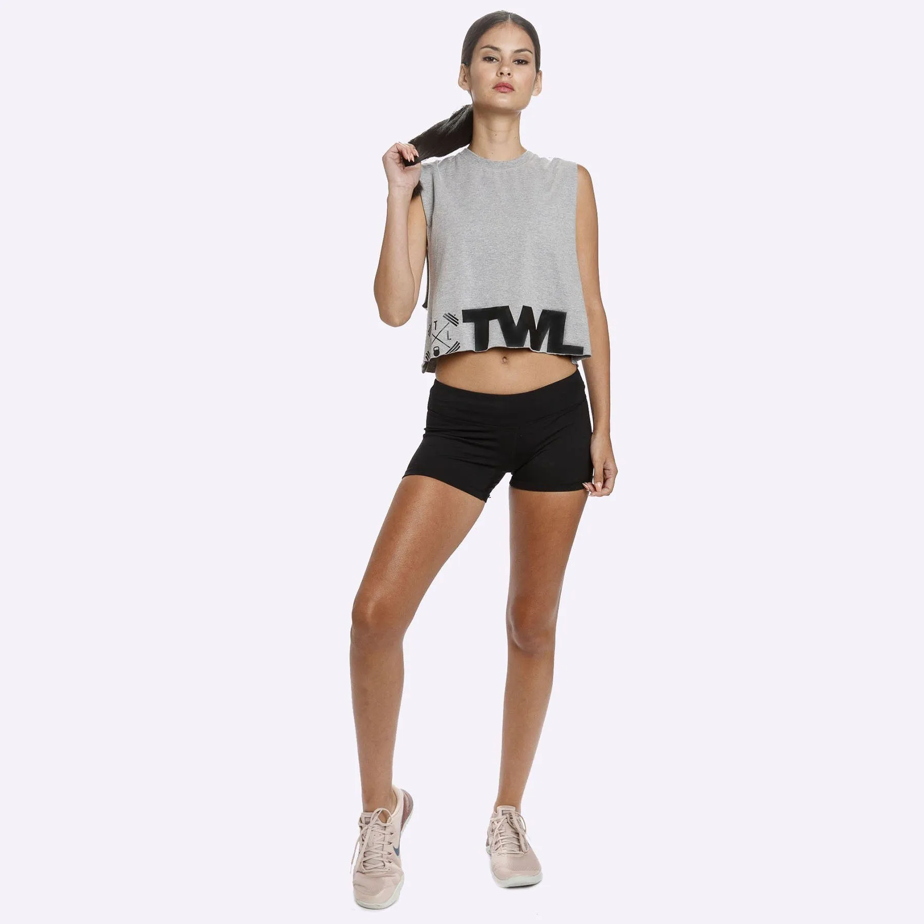 The WOD Life - Women's Classics Slash Crop Tank - Light Grey