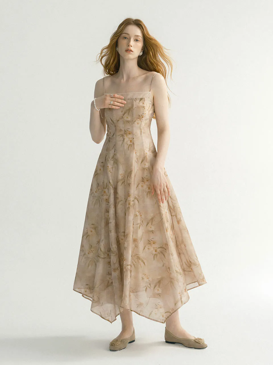 Tree rosette long dress