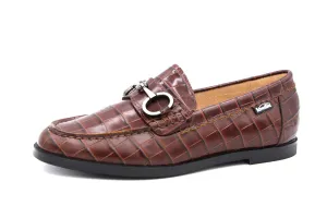 Venettini  Brown Croc Slip On Chain Loafer London2