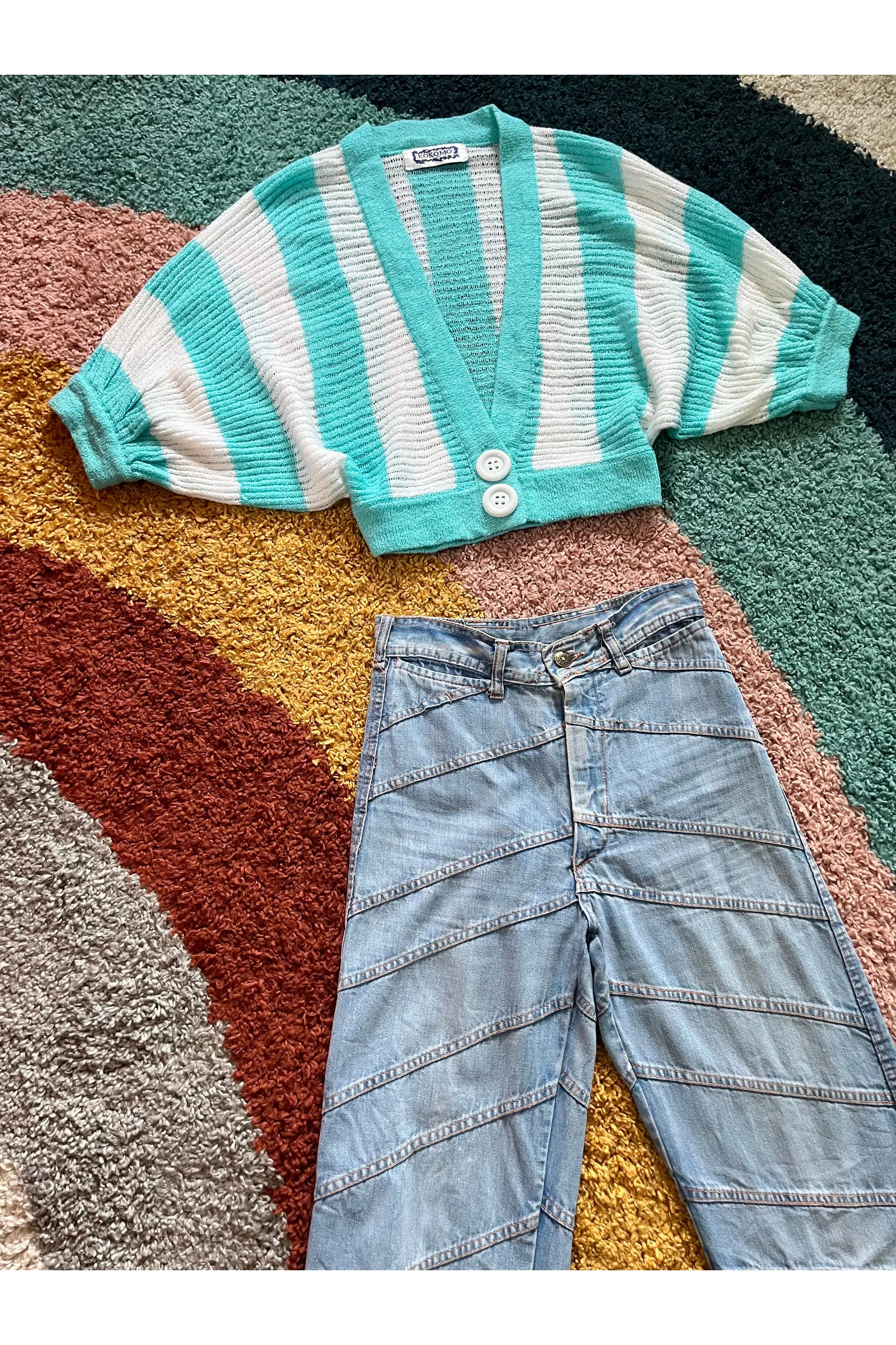 Vintage Crop Ribbed Knit Dolman Sleeve Sweater