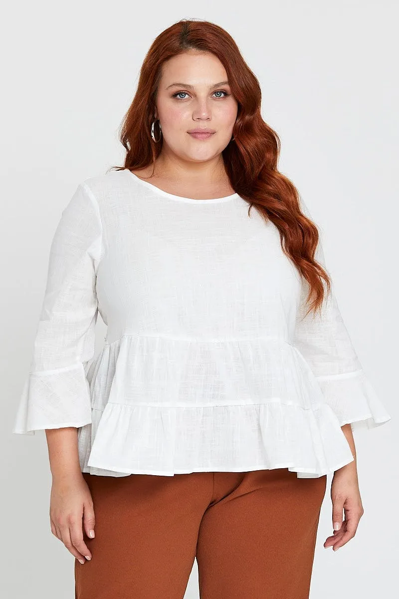 White 3/4 Sleeve Pink Layer Top
