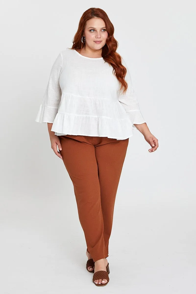 White 3/4 Sleeve Pink Layer Top