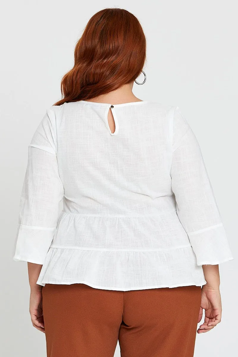 White 3/4 Sleeve Pink Layer Top