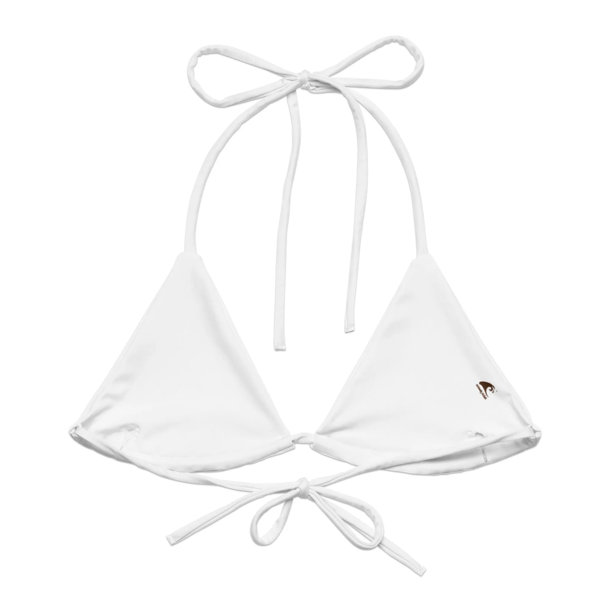 White and Brown Hawaiian Flowers String Bikini Top