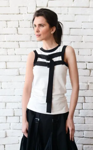 White No Sleeve Top