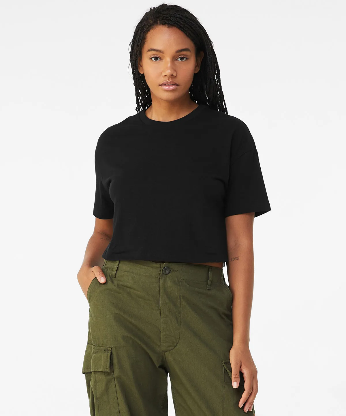 Womens Jersey crop tee | White
